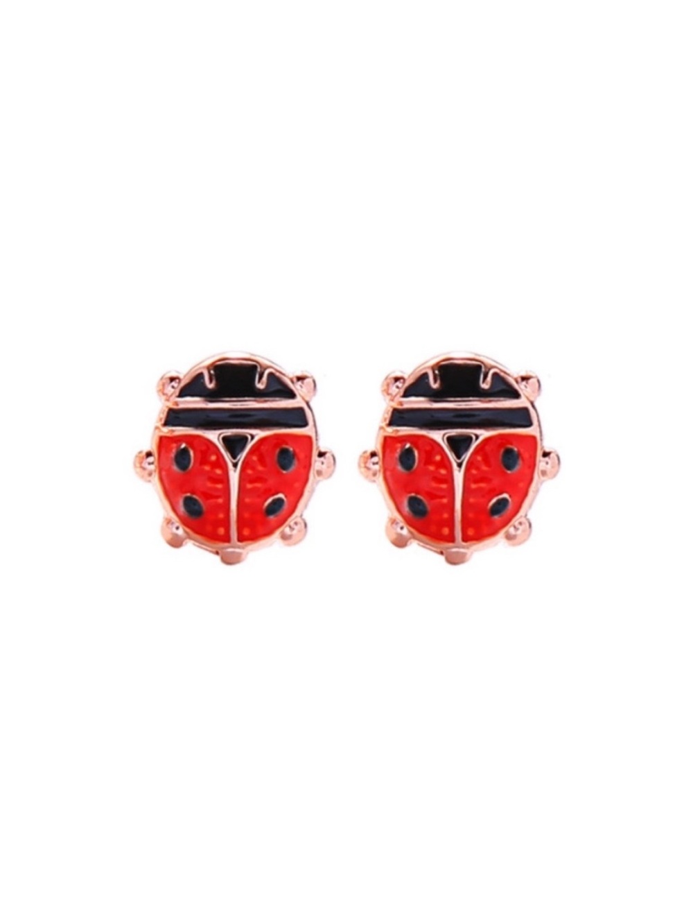 BOUTIQUE Cute Ladybug Dainty Minimalist Stud Post Earrings - Picture 7 of 7